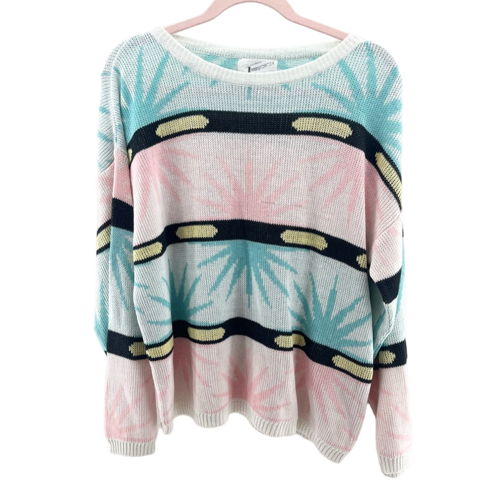 Vintage Transformer Knit Pastel Starburst Sweater Large